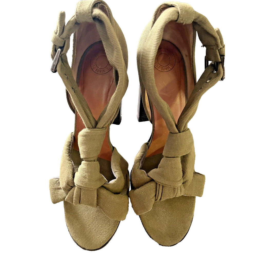 Dries Van Noten Womens Shoes Khaki Strappy Heels